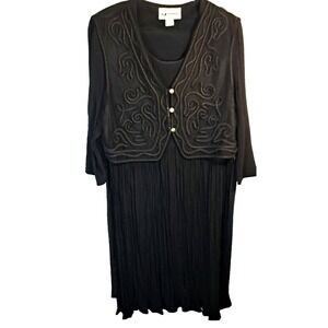 Vtg S.L. Fashions Dress Size 16 Black‎ Formal Made in USA 45" L Goth